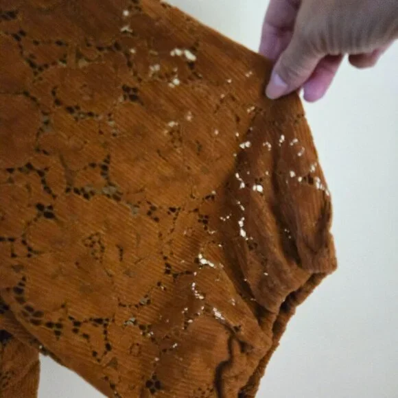 Anthropologie NWT Dolan Left Coast Norah Floral Corduroy Blouse Camel Size 3X - Picture 6 of 11